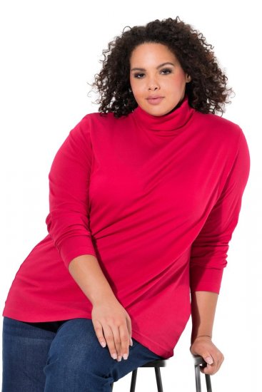 Ulla Popken Basic Long Sleeve Slim Fit Turtleneck Red - Mikiny & mikiny bez kapucne - Pohodlné mikiny, hoodie a pletené svetre