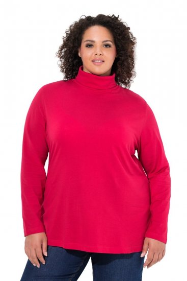 Ulla Popken Basic Long Sleeve Slim Fit Turtleneck Red - Mikiny & mikiny bez kapucne - Pohodlné mikiny, hoodie a pletené svetre