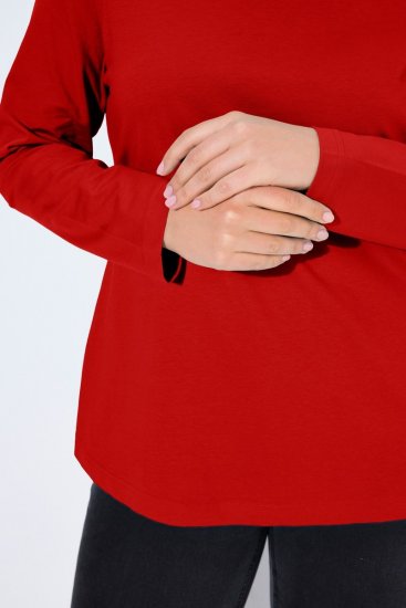 Ulla Popken Basic Long Sleeve Slim Fit Turtleneck Dark Berry - Mikiny & mikiny bez kapucne - Pohodlné mikiny, hoodie a pletené svetre
