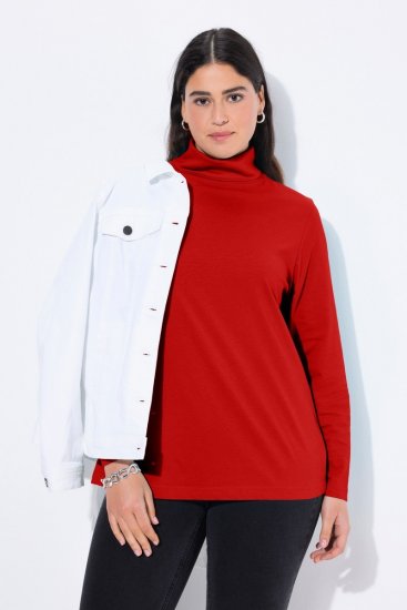 Ulla Popken Basic Long Sleeve Slim Fit Turtleneck Dark Berry - Mikiny & mikiny bez kapucne - Pohodlné mikiny, hoodie a pletené svetre