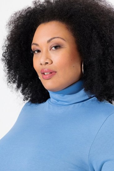 Ulla Popken Basic Long Sleeve Slim Fit Turtleneck Light Cornflower - Mikiny & mikiny bez kapucne - Pohodlné mikiny, hoodie a pletené svetre