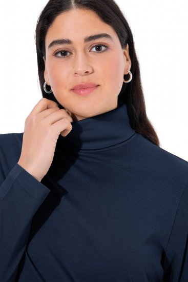 Ulla Popken Basic Long Sleeve Slim Fit Turtleneck Navy Blue - Mikiny & mikiny bez kapucne - Pohodlné mikiny, hoodie a pletené svetre