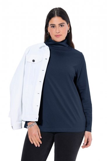 Ulla Popken Basic Long Sleeve Slim Fit Turtleneck Navy Blue - Mikiny & mikiny bez kapucne - Pohodlné mikiny, hoodie a pletené svetre