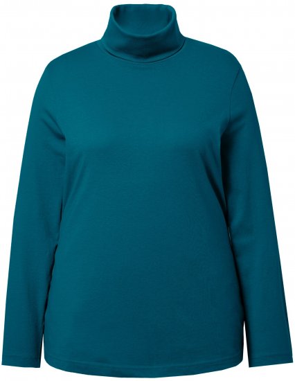 Ulla Popken Basic Long Sleeve Slim Fit Turtleneck Cerulean - Mikiny & mikiny bez kapucne - 