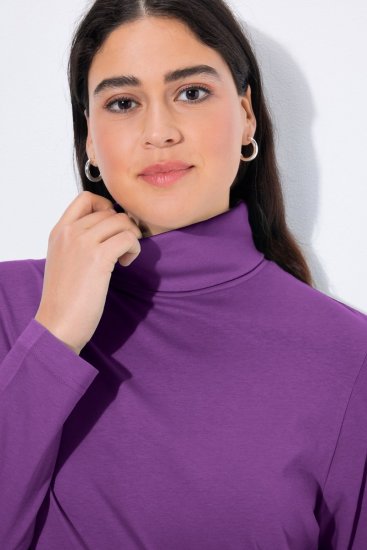 Ulla Popken Basic Long Sleeve Slim Fit Turtleneck Purple - Mikiny & mikiny bez kapucne - Pohodlné mikiny, hoodie a pletené svetre