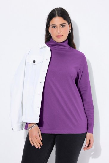 Ulla Popken Basic Long Sleeve Slim Fit Turtleneck Purple - Mikiny & mikiny bez kapucne - Pohodlné mikiny, hoodie a pletené svetre