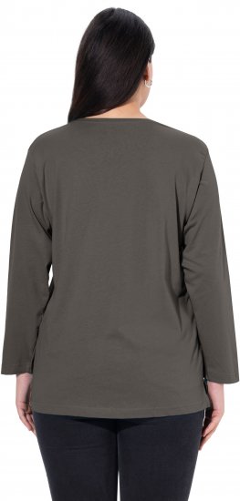 Ulla Popken Back To Basics V-Neck Relaxed Fit Cotton Tee Graphite Grey - Tričká - 