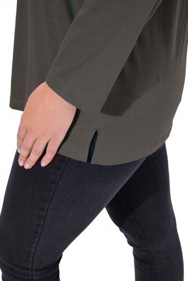 Ulla Popken Back To Basics V-Neck Relaxed Fit Cotton Tee Graphite Grey - Tričká - Dámske tričká