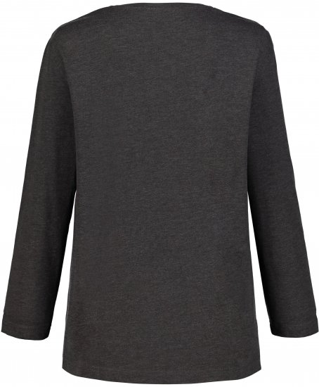Ulla Popken Back To Basics V-Neck Relaxed Fit Cotton Tee Charcoal Grey Melange - Tričká - 