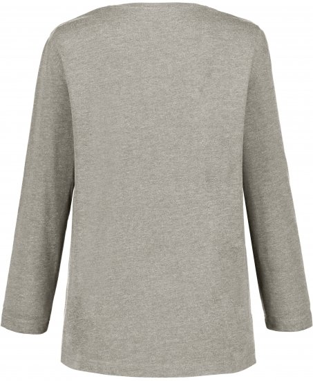 Ulla Popken Back To Basics V-Neck Relaxed Fit Cotton Tee Light Grey Melange - Tričká - 