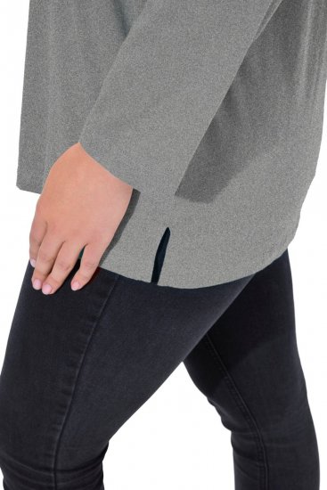 Ulla Popken Back To Basics V-Neck Relaxed Fit Cotton Tee Light Grey Melange - Tričká - Dámske tričká