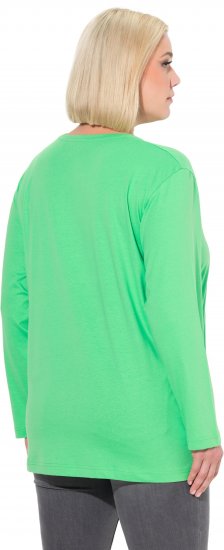 Ulla Popken Back To Basics V-Neck Relaxed Fit Cotton Tee Mint Green - Tričká - 