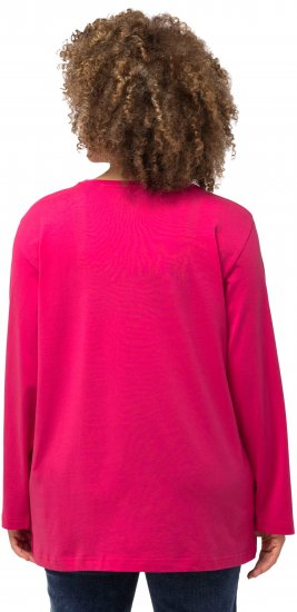 Ulla Popken Back To Basics V-Neck Relaxed Fit Cotton Tee Magenta Pink - Tričká - 