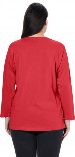 Ulla Popken Back To Basics V-Neck Relaxed Fit Cotton Tee Salsa Red - Tričká - 