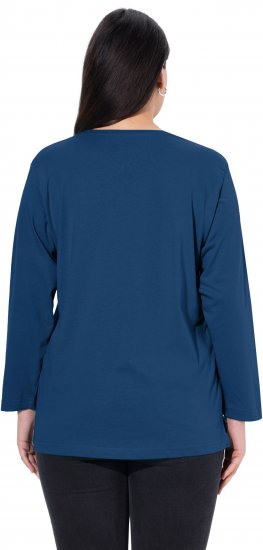 Ulla Popken Back To Basics V-Neck Relaxed Fit Cotton Tee Dark Blue - Tričká - 
