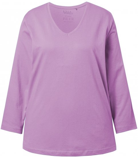 Ulla Popken Back To Basics V-Neck Relaxed Fit Cotton Tee Lavender - Tričká - 