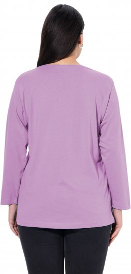 Ulla Popken Back To Basics V-Neck Relaxed Fit Cotton Tee Lavender - Tričká - 