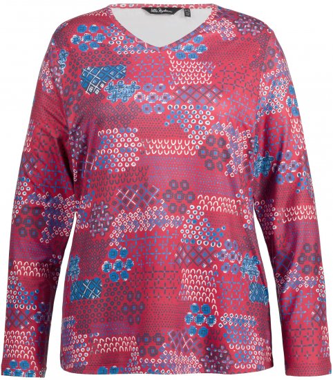 Ulla Popken Graphic Print Recycled Polyester Quick Dry Stretch Top Salsa Red - Potlačené tričká pre ženy - 