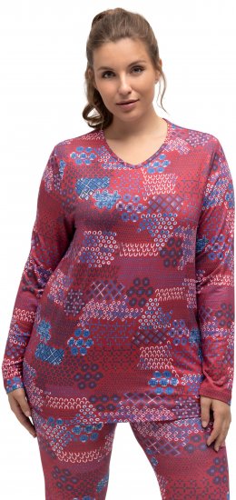 Ulla Popken Graphic Print Recycled Polyester Quick Dry Stretch Top Salsa Red - Potlačené tričká pre ženy - 