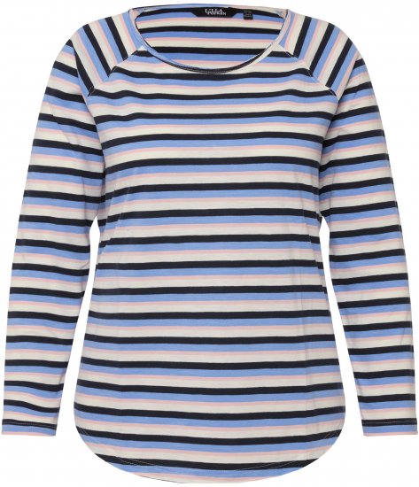 Ulla Popken Striped A-Line Long Sleeve Tee Navy Blue - Potlačené tričká pre ženy - 