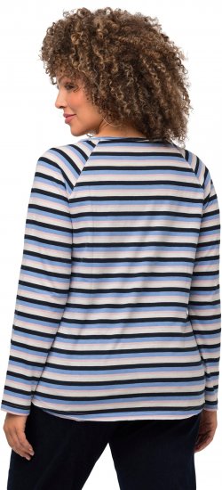 Ulla Popken Striped A-Line Long Sleeve Tee Navy Blue - Potlačené tričká pre ženy - 