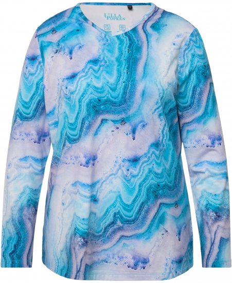Ulla Popken Marble Ski Top with Gaiter Bright Turquoise - Potlačené tričká pre ženy - 