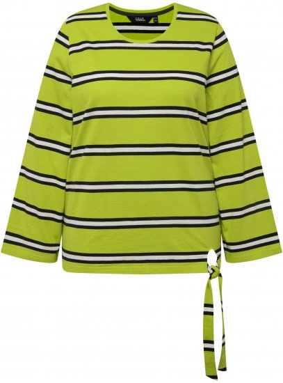Ulla Popken Striped Hem Long Sleeve Tee Apple Green - Potlačené tričká pre ženy - 
