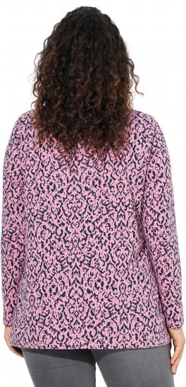 Ulla Popken Geometric Print 3/4 Sleeve Pleated Tee Raspberry - Potlačené tričká pre ženy - 