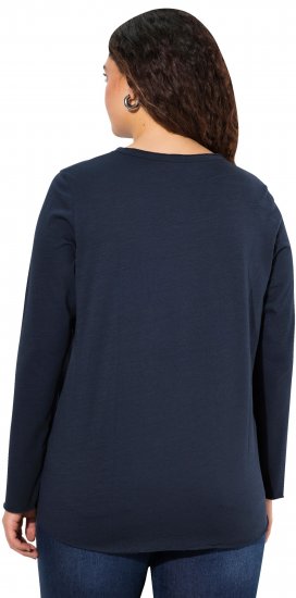 Ulla Popken Star Long Sleeve Graphic Tee Navy Blue - Potlačené tričká pre ženy - 