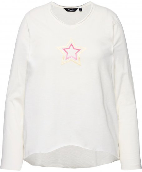 Ulla Popken Star Long Sleeve Graphic Tee Off-White - Potlačené tričká pre ženy - 