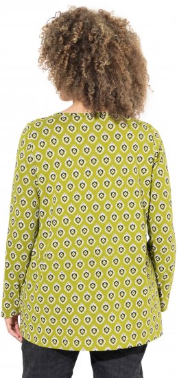Ulla Popken Allover Graphic Long Sleeve Tee Avocado Green - Potlačené tričká pre ženy - 