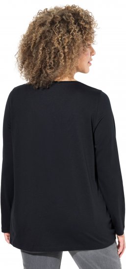 Ulla Popken Puppy Graphic Christmas Long Sleeve T-Shirt Black - Tričká - 