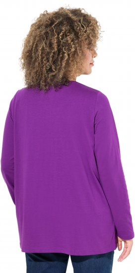 Ulla Popken Christmas Squirrel Long Sleeve Graphic Tee Dark Purple - Potlačené tričká pre ženy - 