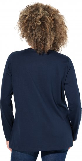 Ulla Popken Metallic Graphic Holiday Tee Navy - Potlačené tričká pre ženy - 