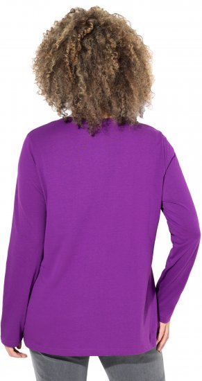 Ulla Popken Metallic Graphic Holiday Tee Dark Purple - Potlačené tričká pre ženy - 