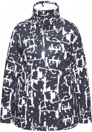 Ulla Popken Quick Drying Abstract Print Tee Black - Potlačené tričká pre ženy - 
