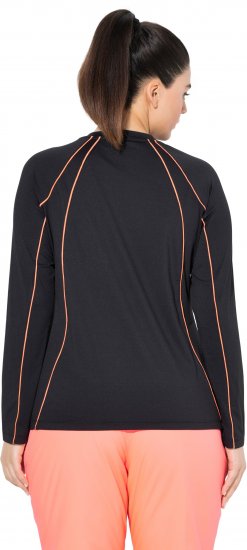 Ulla Popken UPF 50+ Contrast Piping Long Sleeve Tee Black - Potlačené tričká pre ženy - 