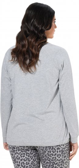 Ulla Popken Magic Feeling Long Sleeve Graphic Tee Light Grey Melange - Potlačené tričká pre ženy - 