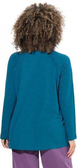 Ulla Popken Inverted Seam Long Sleeve Graphic Tee Teal - Potlačené tričká pre ženy - 