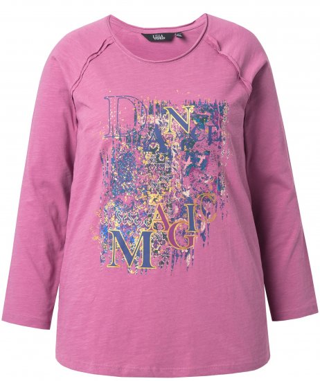Ulla Popken Inverted Seam Long Sleeve Graphic Tee Dark Rose - Potlačené tričká pre ženy - 