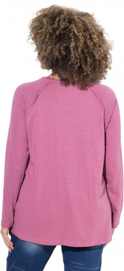 Ulla Popken Inverted Seam Long Sleeve Graphic Tee Dark Rose - Potlačené tričká pre ženy - 