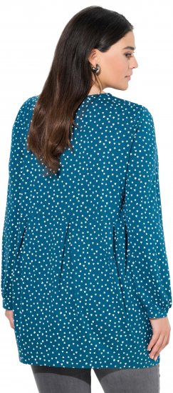 Ulla Popken Pleated Confetti Print Long Sleeve Tee Teal - Potlačené tričká pre ženy - 