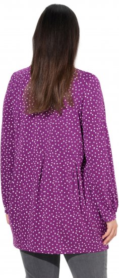 Ulla Popken Pleated Confetti Print Long Sleeve Tee Light Plum - Potlačené tričká pre ženy - 