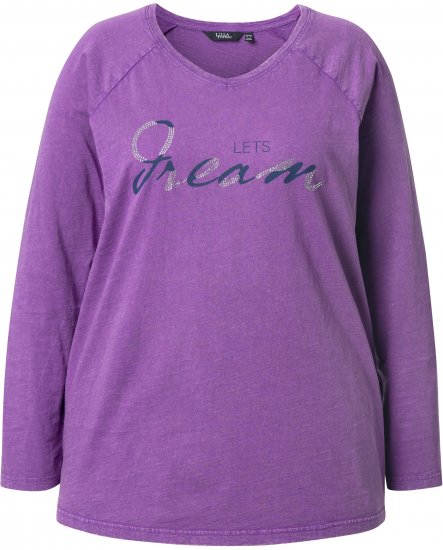 Ulla Popken Dream Rhinestone Lettering Long Sleeve Tee Light Plum - Potlačené tričká pre ženy - 