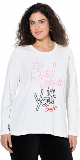 Ulla Popken Motivational Graphic Long Sleeve Tee Off-White - Potlačené tričká pre ženy - 