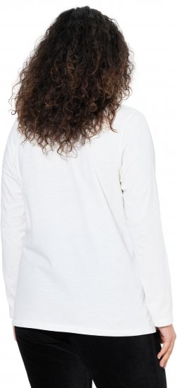Ulla Popken Motivational Graphic Long Sleeve Tee Off-White - Potlačené tričká pre ženy - 