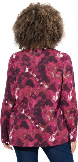 Ulla Popken Abstract Print Long Sleeve Tee Dark Ruby - Potlačené tričká pre ženy - 