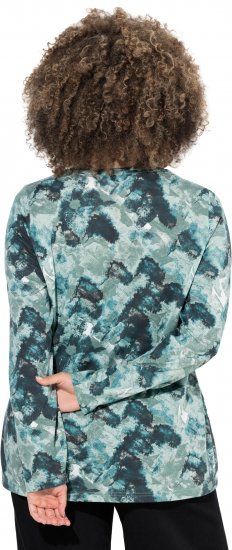 Ulla Popken Abstract Print Long Sleeve Tee Teal Green - Potlačené tričká pre ženy - 