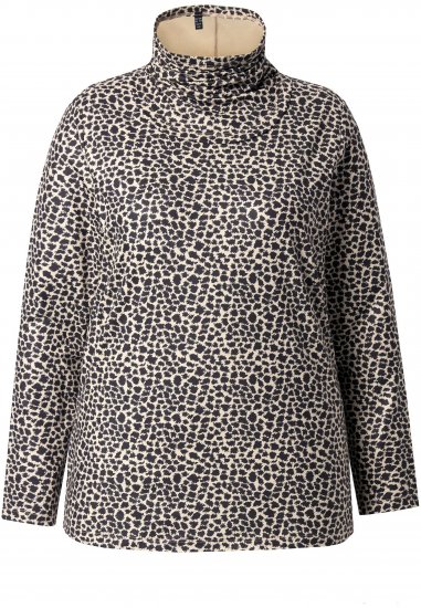 Ulla Popken Leopard Print Long Sleeve Ski Tee Black - Potlačené tričká pre ženy - 