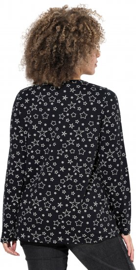 Ulla Popken Allover Printed Long Sleeve Tee Black - Potlačené tričká pre ženy - 